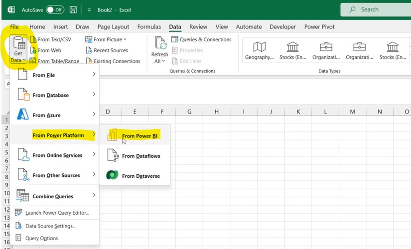 Get Data from Power BI in Excel