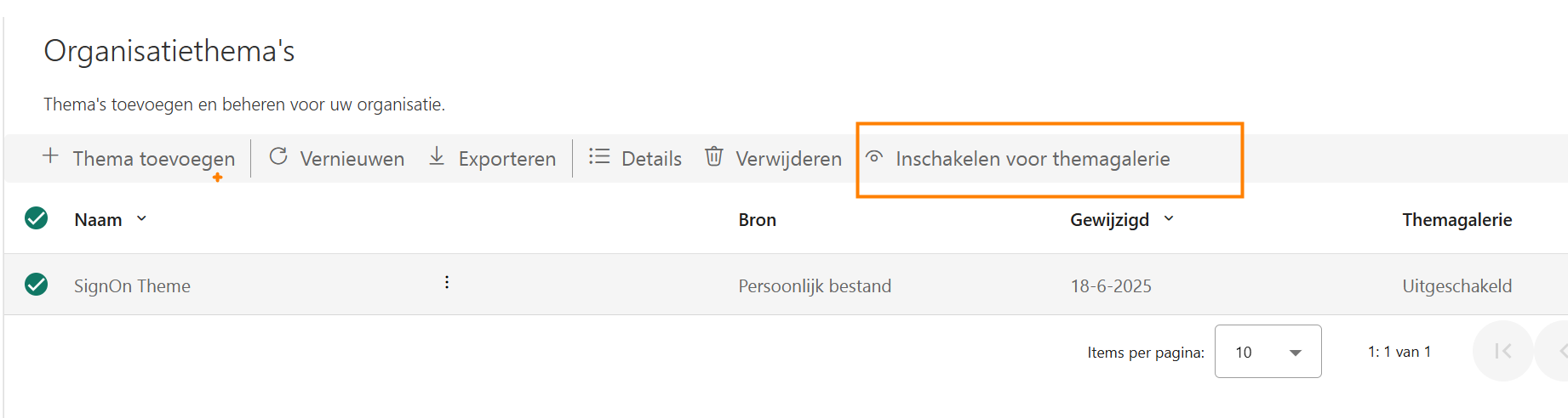 organisatiethema instellen in power bi