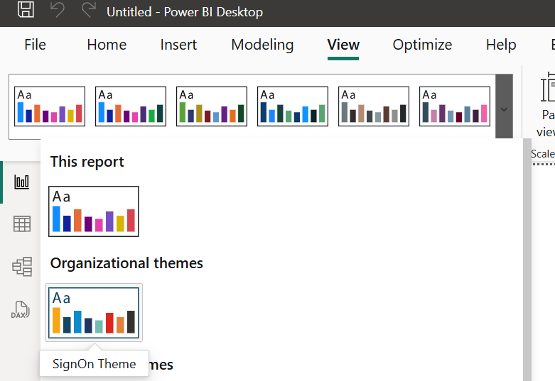 huisstijl organisatiethema instellen in Power BI