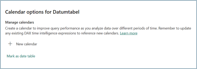 datumtabel en kalender opties