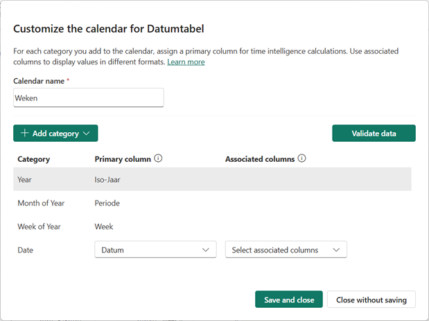 customize the calendar